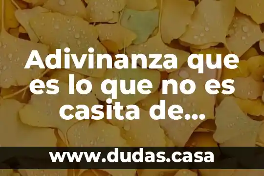 Adivinanza que es lo que no es casita de madera