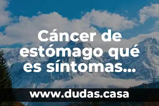 Cáncer de estómago qué es síntomas causas y tratamiento