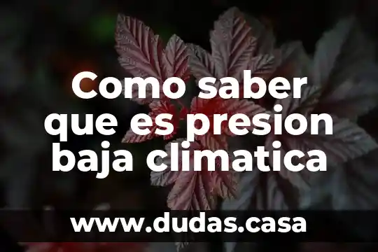 Como saber que es presion baja climatica