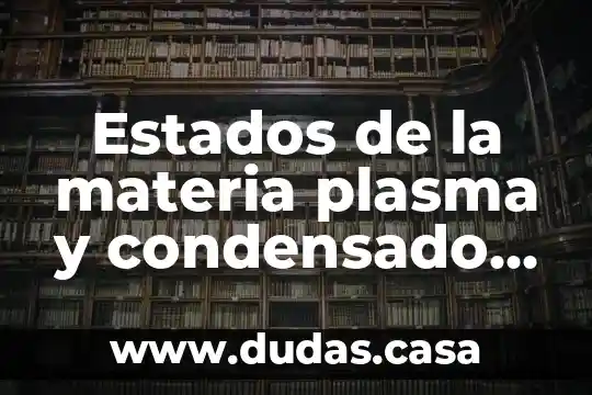 Estados de la materia plasma y condensado que es