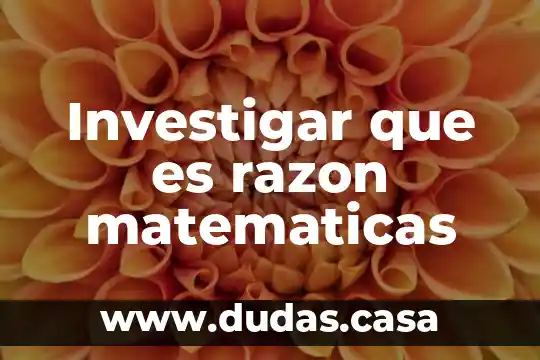 Investigar que es razon matematicas