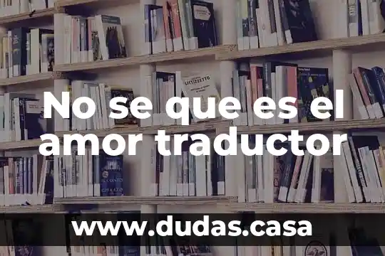 No se que es el amor traductor