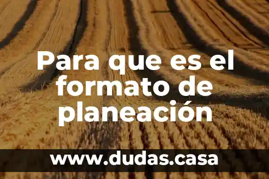 Para que es el formato de planeación