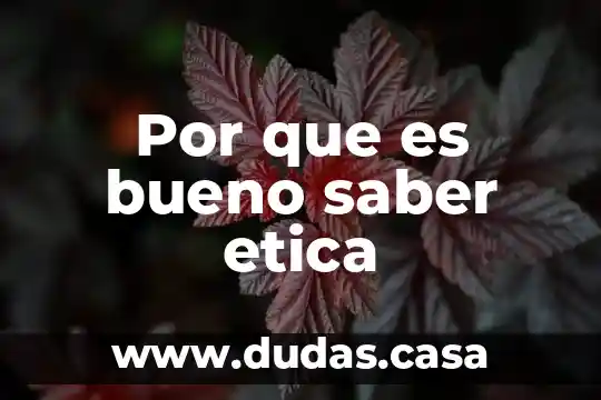 Por que es bueno saber etica