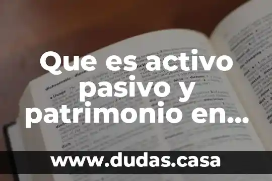 Que es activo pasivo y patrimonio en contabilidad