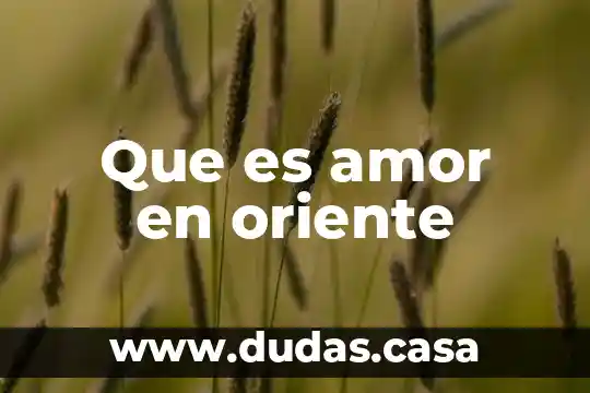 Que es amor en oriente