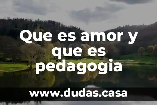 Que es amor y que es pedagogia