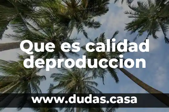 Que es calidad deproduccion