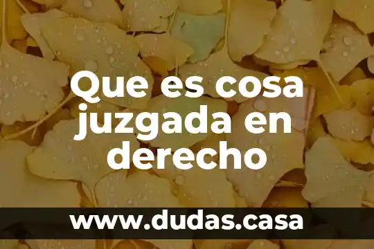 Que es cosa juzgada en derecho