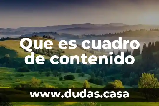 Que es cuadro de contenido