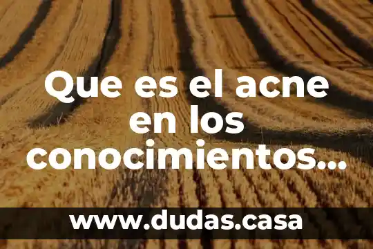 Que es el acne en los conocimientos populares