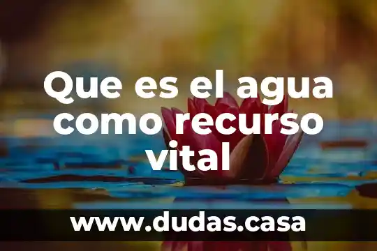 Que es el agua como recurso vital