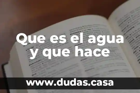 Que es el agua y que hace