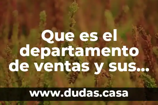 Que es el departamento de ventas y sus funciones