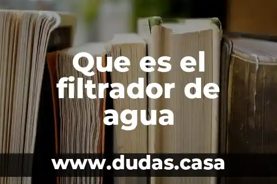 Que es el filtrador de agua