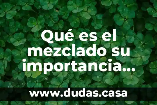 Qué es el mezclado su importancia tipos y clasificación