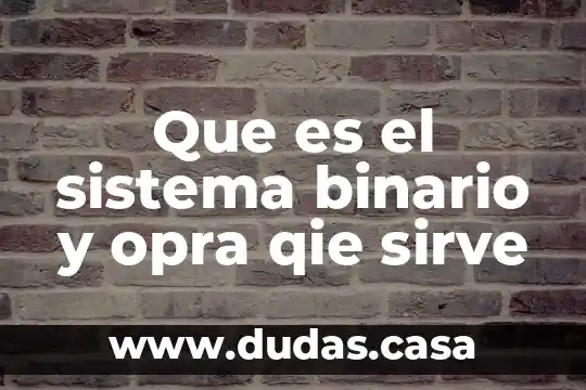 Que es el sistema binario y opra qie sirve
