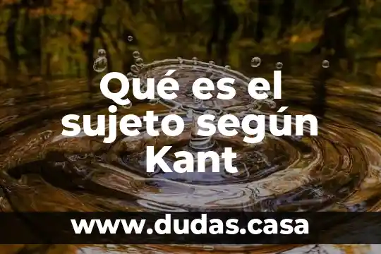 Qué es el sujeto según Kant