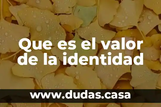 Que es el valor de la identidad