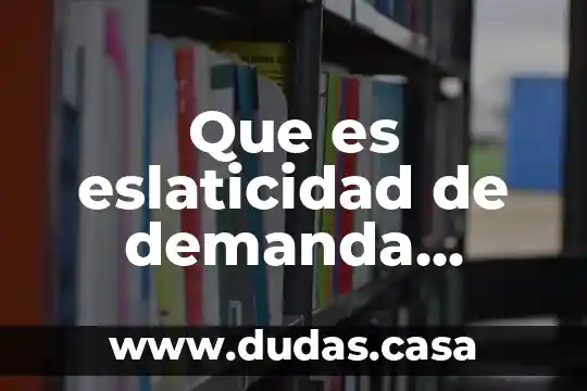 Que es eslaticidad de demanda economia
