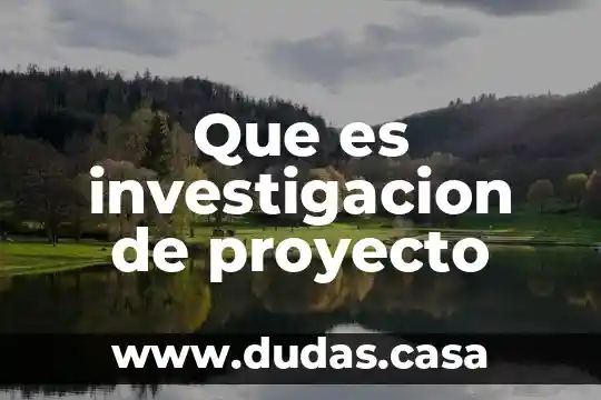 Que es investigacion de proyecto