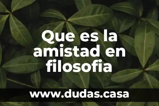 Que es la amistad en filosofia