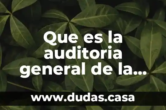 Que es la auditoria general de la nacion