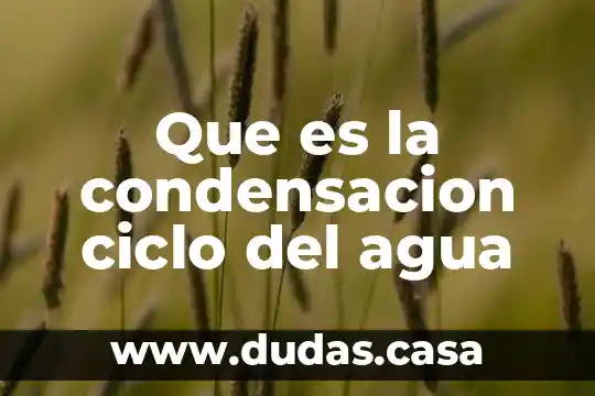 Que es la condensacion ciclo del agua