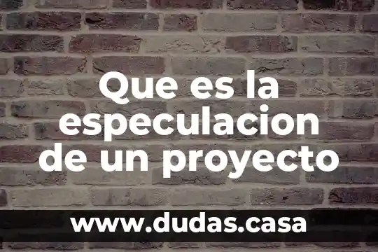 Que es la especulacion de un proyecto