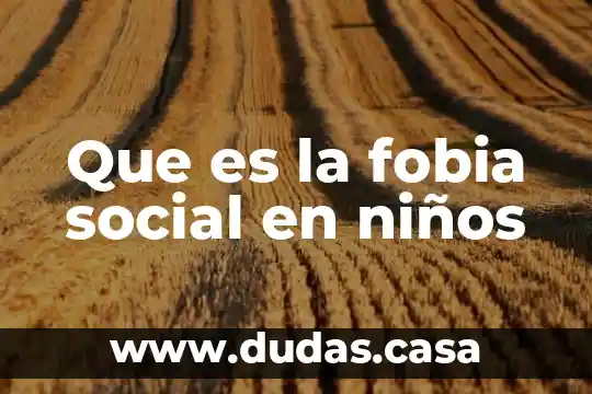 Que es la fobia social en niños