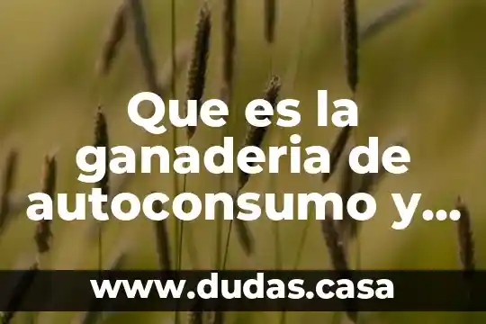 Que es la ganaderia de autoconsumo y ejemplos