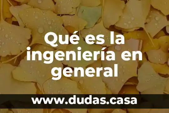 Qué es la ingeniería en general