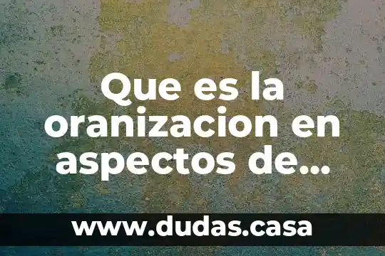 Que es la oranizacion en aspectos de calidad