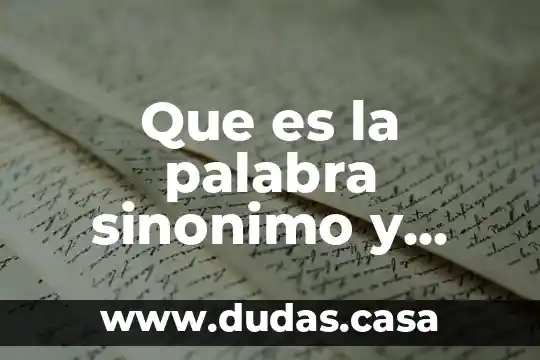 Que es la palabra sinonimo y antonimo