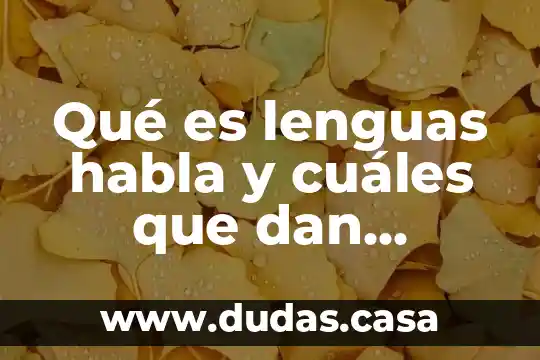 Qué es lenguas habla y cuáles que dan ahorita