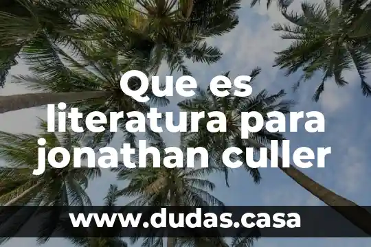 Que es literatura para jonathan culler