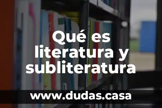 Qué es literatura y subliteratura