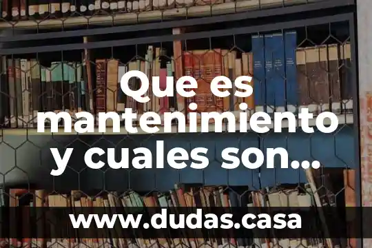 Que es mantenimiento y cuales son los tipos de mantenimiento