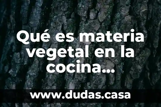 Qué es materia vegetal en la cocina ejemplos