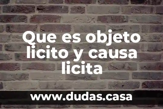 Que es objeto licito y causa licita
