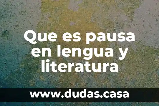 Que es pausa en lengua y literatura