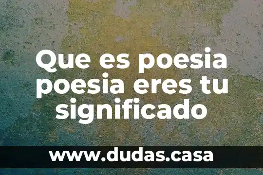 Que es poesia poesia eres tu significado