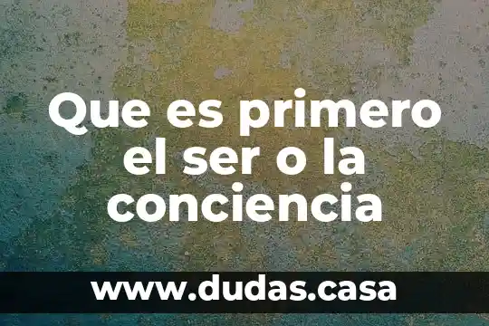 Que es primero el ser o la conciencia