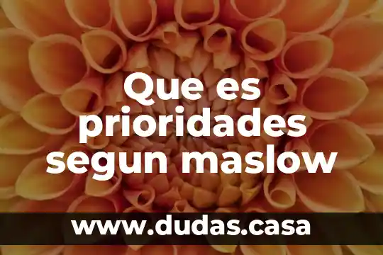 Que es prioridades segun maslow
