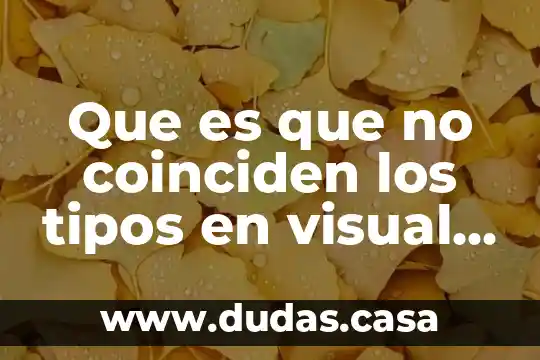 Que es que no coinciden los tipos en visual basic
