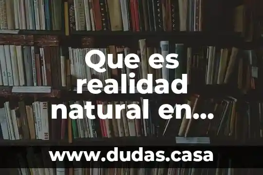 Que es realidad natural en filosofia