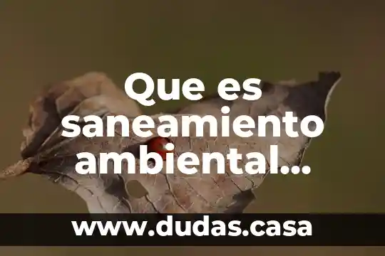 Que es saneamiento ambiental objetivos