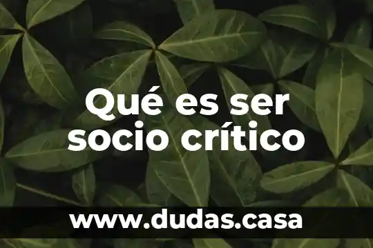 Qué es ser socio crítico
