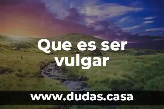 Que es ser vulgar