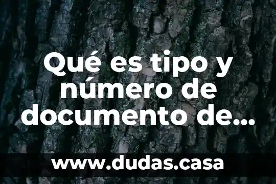 Qué es tipo y número de documento de identidad